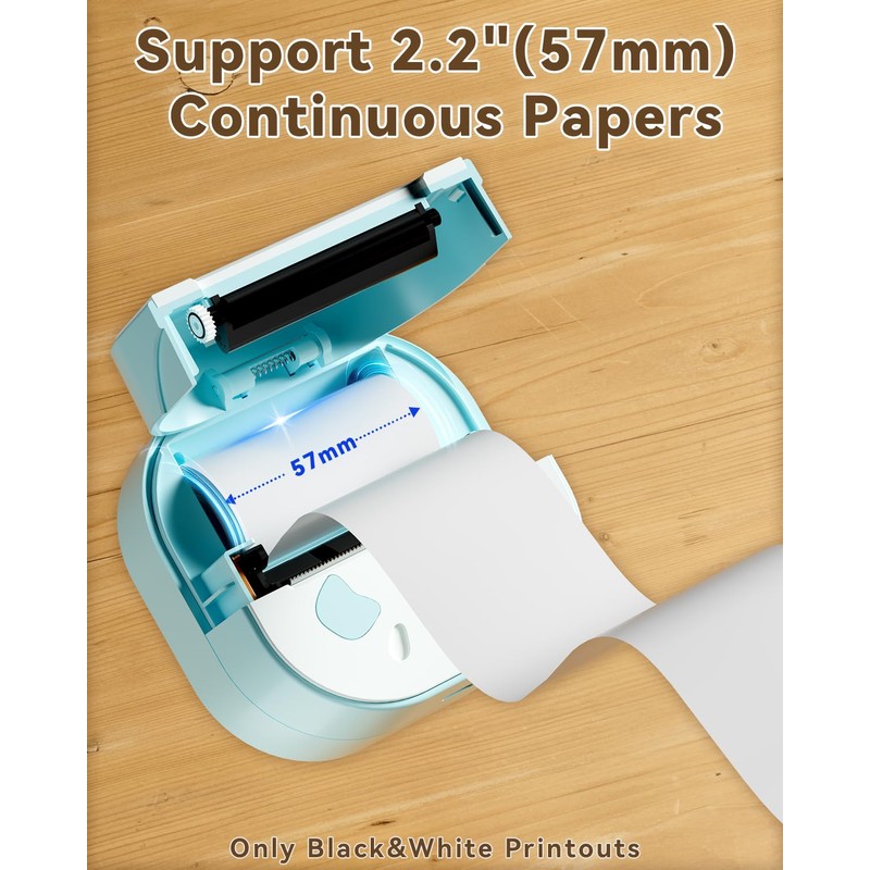 NDYIN NDYIN Sticker Printer, PrintPods Mini Printer, Bluetooth Portable Sticker