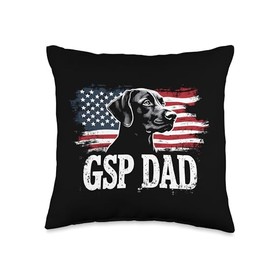 GSP Dad German Shorthaired Pointer USA Pride Throw Pillow