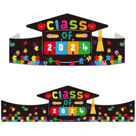 SICOHOME Kids Kindergarten Graduation Cap 24pcs Adjustable Paper Graduation Hats Preschool Graduation Cap Decorations