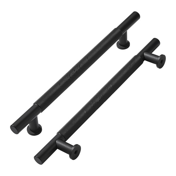 khtumeware 2 Pack 12 Inch(305mm) Drawer Handles Knurled Matte Black