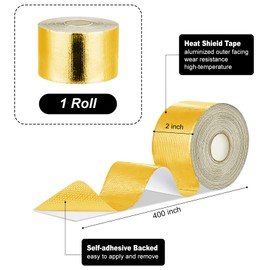 High-Temperature Heat Reflective Adhesive Backed Roll (2" x 32') - Heat Shield Reflective Tape Wrap Roll, Insulation Tape Wrap for Car Intake Pipe, Engine Covers