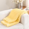 Excervent Solid Striped Flannel Fleece Blanket (50x70 inches, Light Yellow)