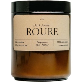 Vela Aromática ROURE Dark Amber – Cera de Soja, Mecha de Madera, 50h
