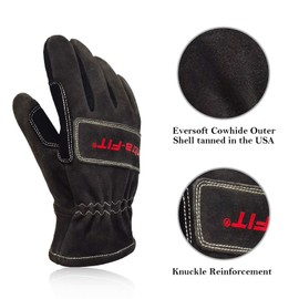 Intra-FIT Structural Fire Fighter Glove,NFPA 1971 Curved Fingers, Heat Resistance, Flame resistance, Fire-fighting Gloves