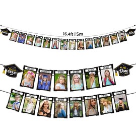 Graduation Decorations Class of 2023 Graduation Photo Banner 5x7 K-12 Graduation Party Photo Display for Senior 2023 Decorations Picture Banner for High School 5th 8th Grad Graduation Party Supplies