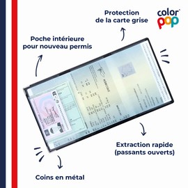 Color Pop Document Wallet Moto - French Product - All Driving Licences Black 13.8 x 9 x 0.5 cm Classic