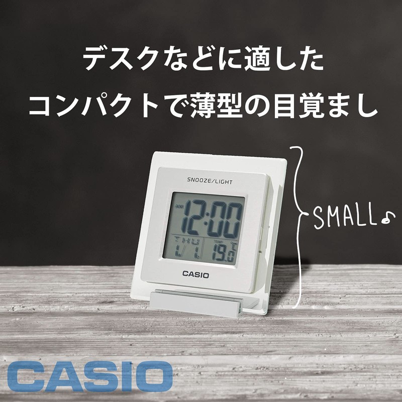 Casio DQ-735-8JF Alarm Clock, Digital Temperature, Calendar Display, Silver