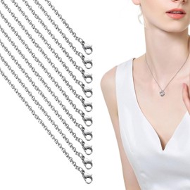Stainless Steel Necklace Chain,10 PCS Stainless Steel Chain,Silver Chain for Jewelry Making,Stainless Steel Jewellery Chain for DIY,Jewelry Making Supplies with Lobster Clasps