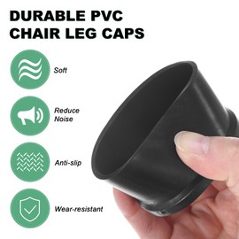 M METERXITY 12-Pack Chair Leg Caps, 2 Inch(50mm) PVC Chair Leg Floor Protectors for Folding Chairs/Metal Chairs/Furniture Table/Hardwood Floors, Round Non-Slip Cover End Tips [Black]