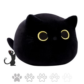 Tittaty Black Cat Plush Toy Cat Cuddly Toy Soft Stuffed Toy Pillow Plush Cushion Christmas Toy Christmas Birthday Party Gifts Decoration (40 x 28 cm)