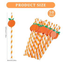 ChAusa Pack of 50 Paper Straws, Sweet Orange Paper Straws, Paper Straws, Natural Paper Straws, Biodegradable, for Birthday, Wedding, Christmas (Orange Colour)