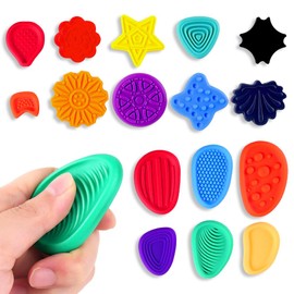 Piedras Sensoriales Texturizadas para Adulto y Niños, 16PCS Piedra Sensorial Fidget Toys, Silicona Flexible, Juguetes Antiestrés y de Alivio de Ansiedad para Clases, Casa y Trabajar.