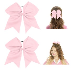 Light Pink Cheer Bows for Cheerleaders,8Inch Big Pink Bows for Hair Ribbons,Large Hair Bows for Girls,Ponytail Holders,Cheerleading Bows,Cheer Bow Holder,Softball Hair Ties,Cheer Accessories for Girls