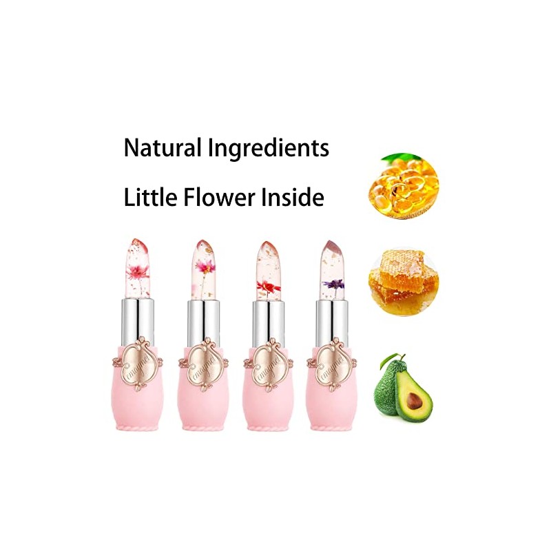 2pcs Jelly Clear Crystal Flower Magic Lipstick Color Changing Tinted