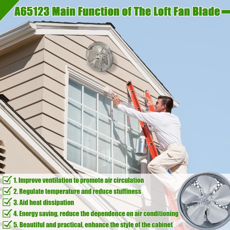 Earthtec A65123 Attic Exhaust Fan Blade Replacement Propeller 12 Inch