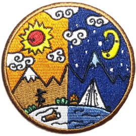 Sun and Moon Star Sunshine Camping Travel Ying Yang Symbol Cartoon Kid Patches Appliques Fabric Decorating for Hat Cap Polo Backpack Clothing Jacket T-Shirt DIY Embroidered Iron On/Sew On Patch