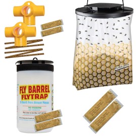 FLIES BE GONE FLY TRAPS –SUPER VALUE PACK 3 top models plus an extra bait pack, MADE in USA - Safe - Nontoxic Outdoor Fly Catchers
