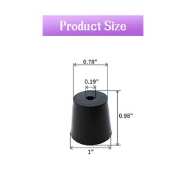 AnRui 6 Pack Rubber Stopper with Hole Black Tapered Lab Seal Rubber Stoppers 20mm to 26mm Test Tubes Bungs Plug for Industrial, Laboratory, Home Use