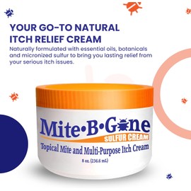 Human Mite Treatment Cream 8oz | Max-Strength 10x Sulfur Cream for Skin Mites, Bites, & Itching | Child & Adult Safe | Fast Relief for All Skin Types by Mite-Be-Gone
