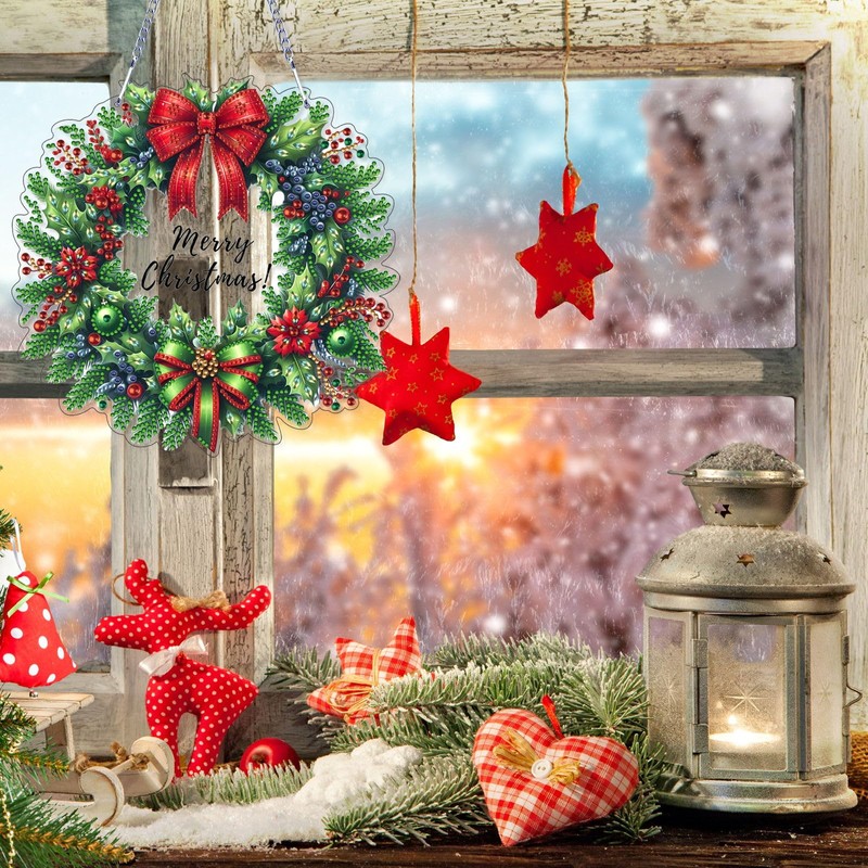 VODAPYC Christmas Wreath Diamond Art Hanging Kit for Adults, DIY