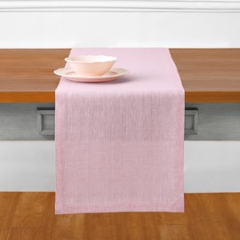 Solino Home Linen Table Runner 120 Inches Long – 100% Pure Linen Bubblegum Pink Table Runner 14 x 120 Inch – Machine Washable Dining Table Runner – Athena