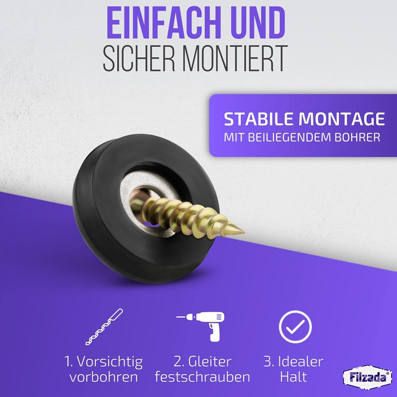 Filzada® 20 x Teflon Gliders for Screwing – Diameter 19