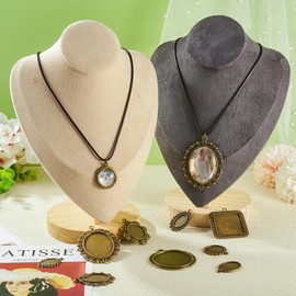 Craftdady 20 Pcs Alloy Pendant Cabochon Bezel Settings Tibetan Style Trays Pendant Blank Base Cabochon Setting for Jewelry Making DIY Earring Necklace