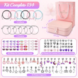 Nasjac Set Pulseras Cuentas Para Hacer Abalorios Bricolaje Diy Para Nias Regalos 134pzs Rosa Morado - Producto Original de Alta Calidad, Entrega Rápid