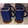 Royal Norfolk Blue/Brown Stoneware Coffee Mugs Dinnerware Cups-Set Of 4-SHIP24H