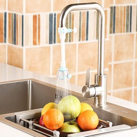 WANGCL 2 PCS Adjustable Faucet Extender 17.5cm Blue Tap Extender for Kitchen Sink with Rotatable 2 Types of Water Discharge Fits Round Spouts 15-23mm in Diameter