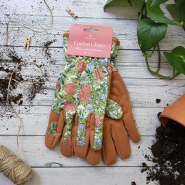 Robert Frederick Outdoor Gardening Gloves - Women's One Size - William Morris Design - Padded with Elastic Cuffs