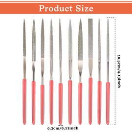 Mini Diamond Files Set, 10 Pieces Diamond File Set, Mini File Set, Diamond Needle Files, Diamond Coated Tool Files, Diamond Needle File Set for Metal, Wood, Stone, Plastic