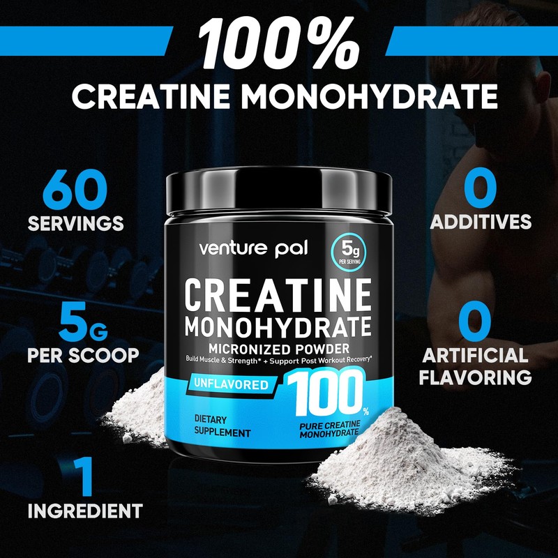 Venture Pal Micronized Creatine Monohydrate Powder – Unflavored Creatine for