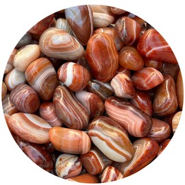 GAF TREASURES 5 Pcs Red Banded Agate Tumbled Stones, Polished Red Banded Agate Gemstone, Red Banded Agate Healing Crystals (Red Banded Agate)