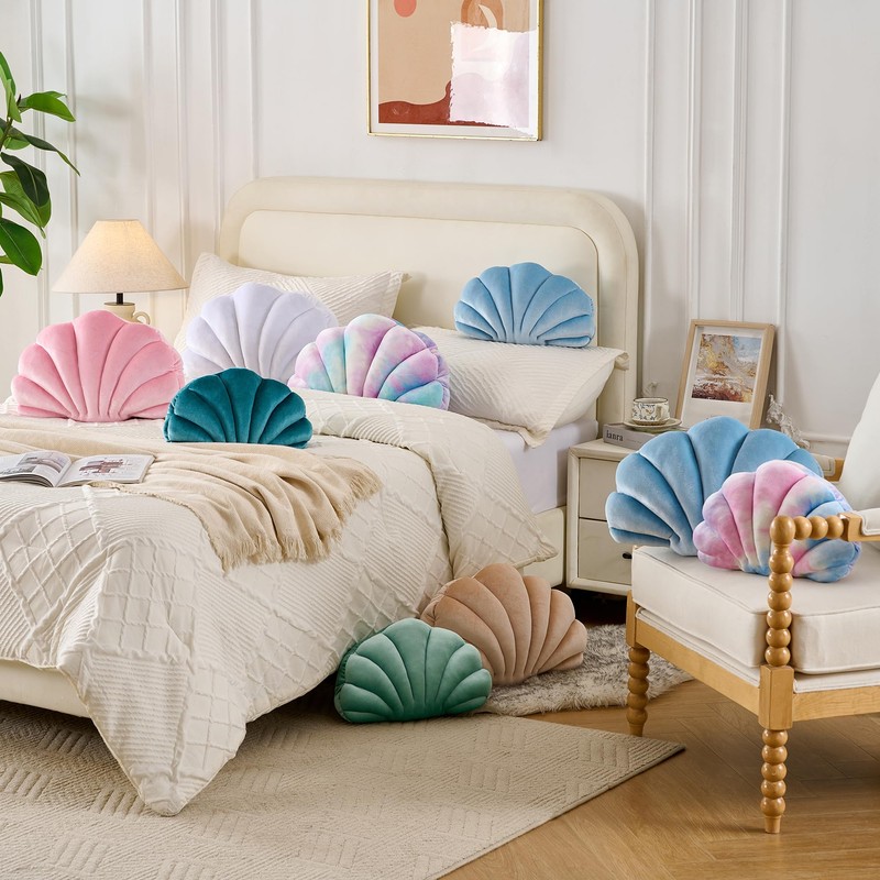 XIAIJIA Seashell Decorative Pillow Shell Shaped Throw Pillow 3D Insert