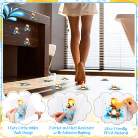 Duraaamo 12 Pcs Non Slip Bathtub Stickers Large Adhesive Anti Slip Decal Threads Shower Stickers Bathtub Stickers Applique with Scraper for Bathtub Pools, Boats, Stairs (Yellow, Duck)