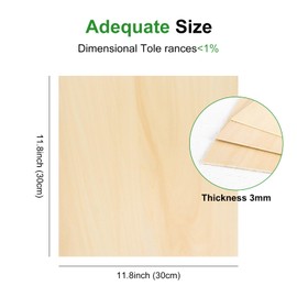 CheurYae 10pcs Basswood Plywood Sheets,300x300x2mm Plywood Sheets,Laser Engraving Materials,Unfinished Basswood Sheets Board for DIY,Crafts, Wood Engraving,Painting,Laser Cutting,CNC