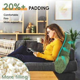 ROKDUK Reading Pillow for Bed with Corduroy Cover, 21'' Higher Back Pillow for Bed Sitting Up for Adult Memory Foam Back Support Pillow Backrest Chair with Arms for Couch Bed