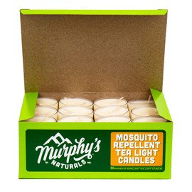 Murphy's Naturals Velas repelentes de mosquitos, sin DEET, hechas con aceites esenciales y una mezcla de cera de soja y abeja, 4 horas de combustión por vela, 36 velas por caja