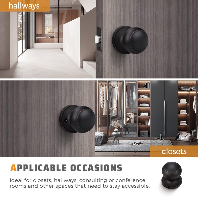 KNOBWELL 4 Pack Oil Rubbed Bronze Interior Door Knobs for