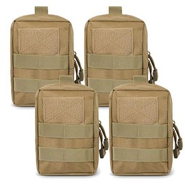 Gogoku 4-Pack Molle Pouch Tactical Molle Pouches Compact Utility EDC Waist Bag Pack Khaki