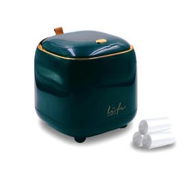 Mini Trash Can with Lid, Countertop Trash Can with Pop-up Lid 2.2 L/0.6 Gal Garbage Can with 60 PCS Trash Bags for Desktop Vanity Bathroom Car, 5.5x5.5x5.9 (Dark Green)