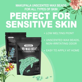 Makupala Hard Wax Beads, 3lb Unscented Stripless Wax Beans for Brazilian Waxing, Bikini, Body, Back, Chest, Leg, Armpit, Face, Wax Beads for Sensitive Skin Coarse Hair Removal from Root Women Men