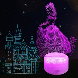 Kenmaca Night Light Princess Castle for Girls Bedroom, 3D Illusion Lamp, 2 Patterns 16 Colors Changing Dimmable Room Décor, Smart Touch & Remote Control, Birthday Gift Kid Daughter