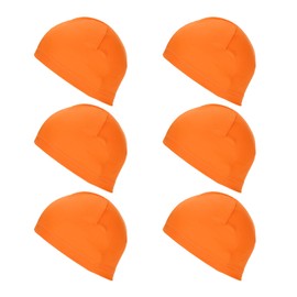 PATIKIL Sweat Wicking Cap, 6 Pack Skull Cap Football for Men Breathable Cooling Helmet Liner Bandana for Cycling Running Sports Hat, Orange