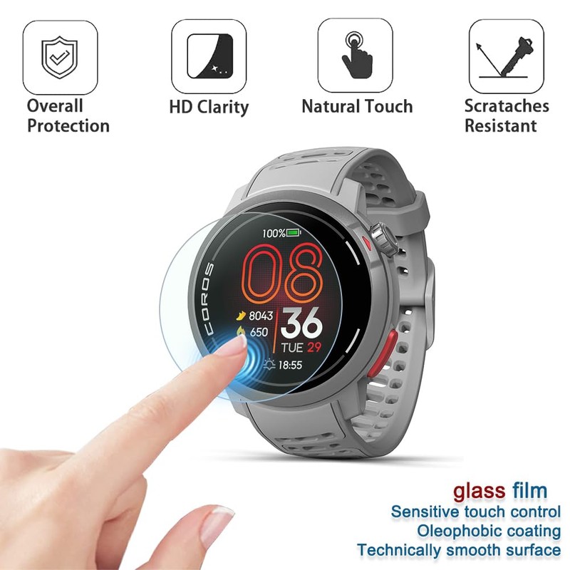ISRcnst Compatible for Coros Pace Pro Screen Protector，HD Tempered Glass