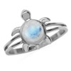 Silvershake 6mm Natural Round Shape Moonstone 925 Sterling Silver Turtle