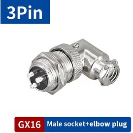 RUNCCI-YUN GX16 3 Pin Aviation Plug, 90 Degree Right Angle Metal Aviation Plug, GX16 Male Female Connector 3 Pin Panel Mounting Cable Connector, Pack of 2