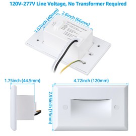 LEONLITE 3CCT LED Step Lights 120V-277V, 150LM 2.5W Dimmable Horizontal Stair Lights Indoor Outdoor IP65, CRI90 & ETL, 2700K/3000K/4000K Selectable Zinc Alloy Staircase Lights, White, 6 Pack