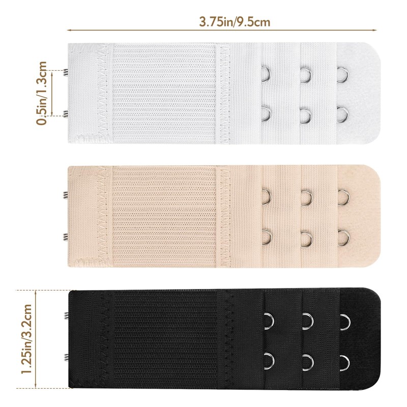 Megecaa 9 Pcs Bra Extender 2 Hook 3 Row, Women's
